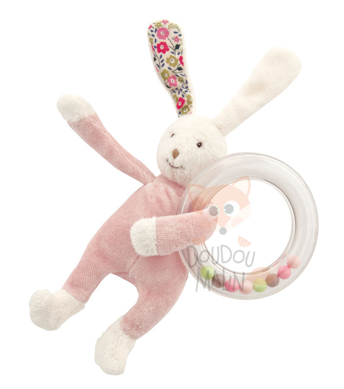  myrtille and capucine ring rattle rabbit pink 